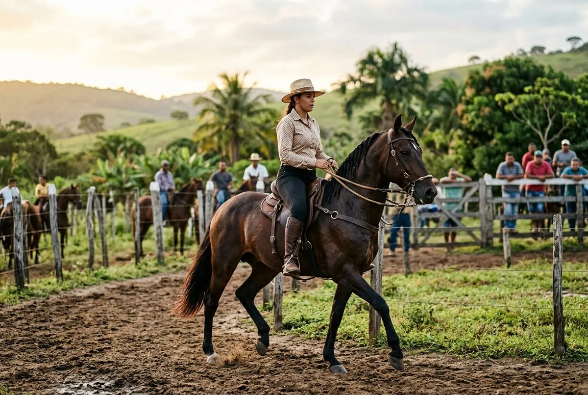 Mangalarga Marchador em pista de copa de marcha no interior da Bahia