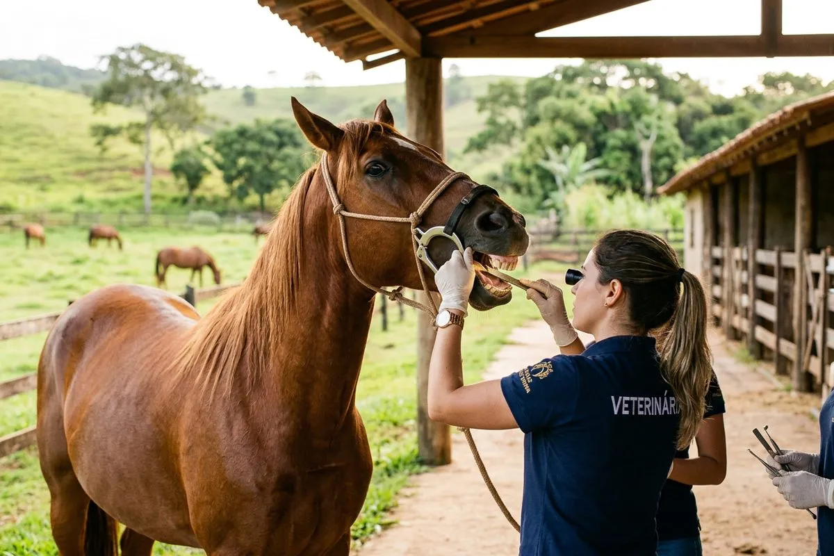Foto editorial de Mangalarga Marchador sobre dentes de cavalo