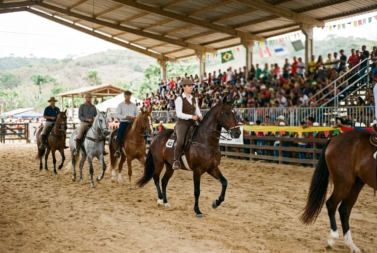 Cavalos Mangalarga Marchador em pista de julgamento de exposição